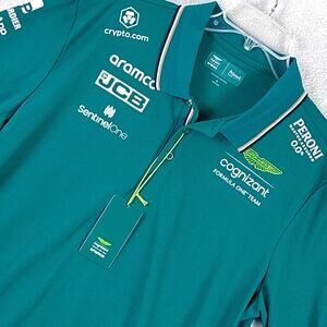 Aston Martin Formula One Team Polo Shirt Mens XL Hugo Boss F1 Cognizant Pelmark